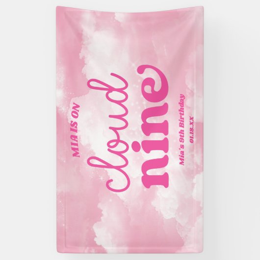 我々はクラウド9ピンク9th第9の誕生日パーティーに参加 横断幕 (縦)