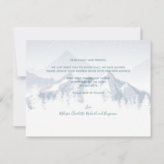 我々はクリスマス動議の発表を引っ越した ノートカード (裏面)