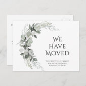 我々はグリーンユーカリの新しいアドレスを移動 案内ポストカード (正面/裏面)