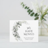 我々はグリーンユーカリの新しいアドレスを移動 案内ポストカード (スタンド正面)