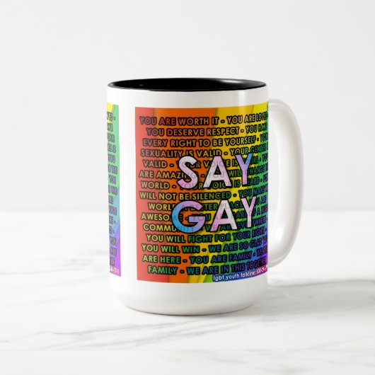 我々はゲイ二音コーヒーマグと言う ツートーンマグカップ (正面右)