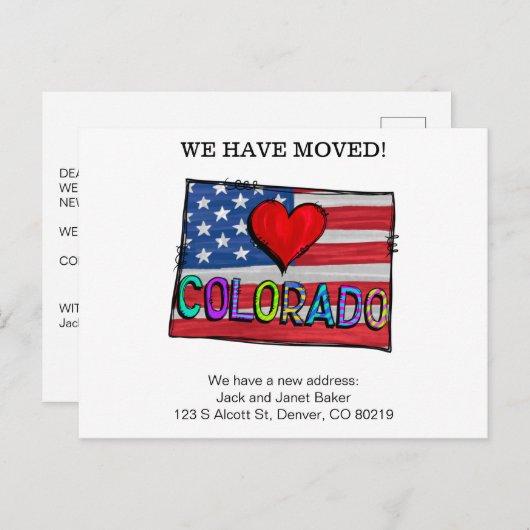 我々はコロラド州の州を動かす発表 ポストカード (正面/裏面)