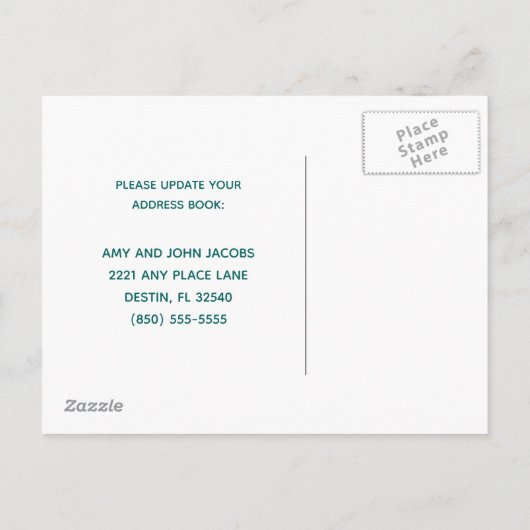 我々はコーストビーチホーム新しいアドレスに移動 案内ポストカード (裏面)