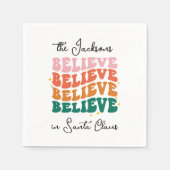 我々はサ信じンタクロースのレトロヴィンテージ スタンダードカクテルナプキン (正面)