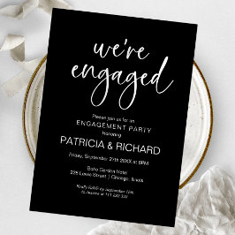 我々はシック婚約した書道婚約パーティ 招待状