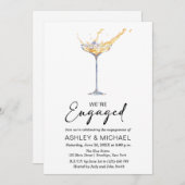 我々はシャンパ婚約したンエレガント婚約パーティ 招待状 (正面/裏面)