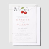 我々はシンプルシ素朴ック赤さくらんぼフルーツ結婚ス ベラム紙招待状 (オフセット)