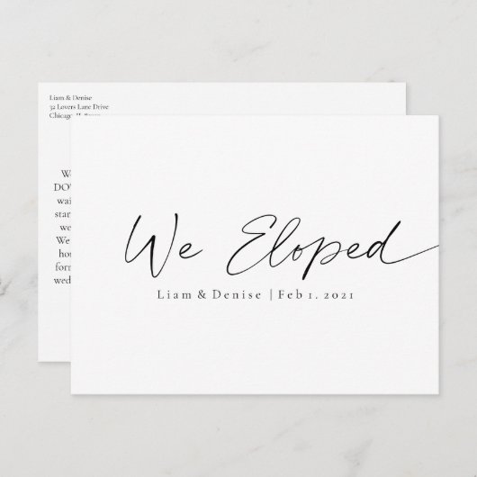 我々はスクリプトエレガントの結婚の発表を逃れた ポストカード (正面/裏面)
