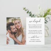 我々はスクリプトミニマルの写カスタム真の写真の結婚駆け落ち 案内状 (スタンド正面)