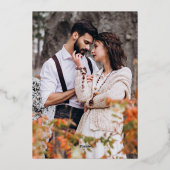 我々はスクリプト写真エメラルドグリーンバラ結婚金ゴールド 箔招待状 (裏面)