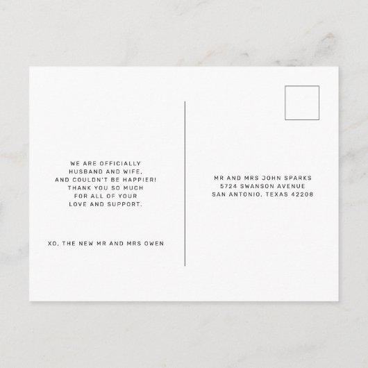 我々はスクリプト結婚の写真を駆け落とした 案内ポストカード (裏面)