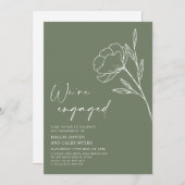我々はセージ婚約したグリーン婚約パーティ 招待状 (正面/裏面)