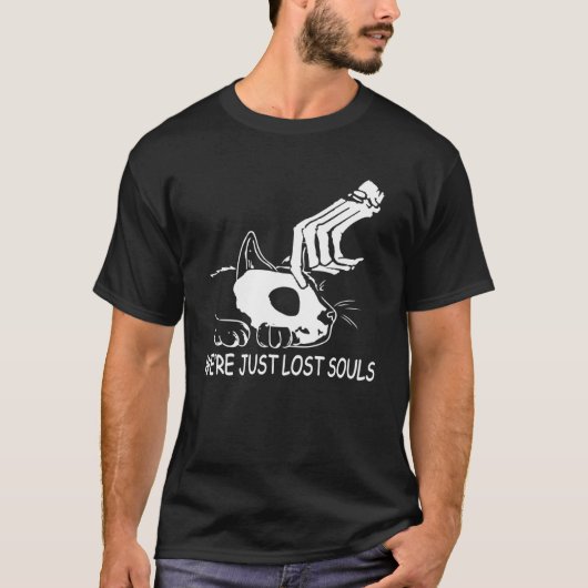 我々はソウルズ失ったスカルスケルトン猫ハロウィーン Tシャツ (正面)