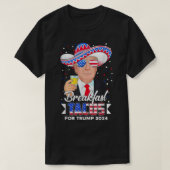 我々はタコス・アメリカ国旗のトランプ・メキシおもしろいコではない Tシャツ (デザイン正面)