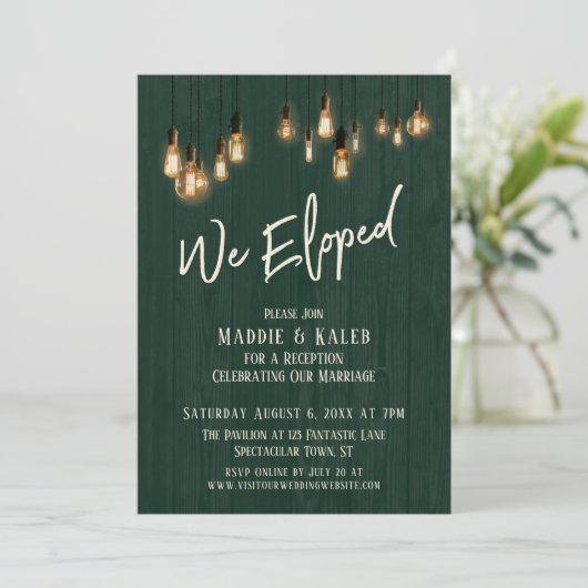 我々はダークグリーンの木素朴のエジソン電球を駆け落とした 招待状 (スタンド正面)