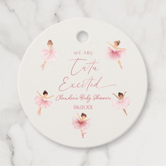 我々はチュウ興奮バレリーナバレエ赤ちゃんシャワー フェイバータグ (正面)