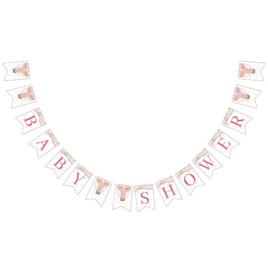 我々はツインガールの赤ちゃんシャワーを待つことができる バンティングフラッグ (全)