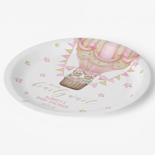 我々はツインガールの赤ちゃんシャワーを待つことができる ペーパープレート (アングル)