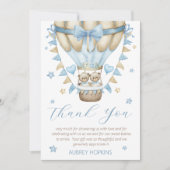 我々はツインボーイ赤ちゃんシャワーを待つことができる サンキューカード (正面)