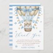 我々はツインボーイ赤ちゃんシャワーを待つことができる サンキューカード (正面/裏面)