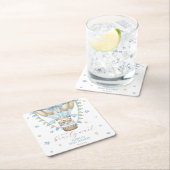 我々はツインボーイ赤ちゃんシャワーを待つことができる スクエアペーパーコースター (インサイチュ)