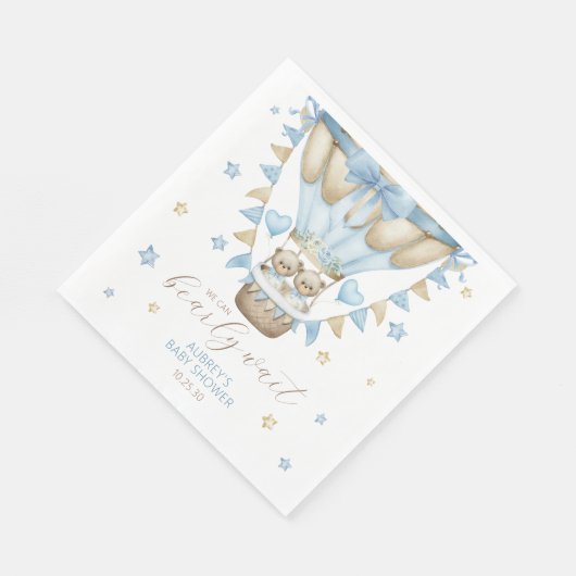 我々はツインボーイ赤ちゃんシャワーを待つことができる スタンダードランチョンナプキン (角)