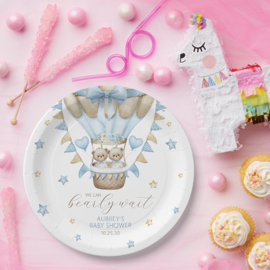 我々はツインボーイ赤ちゃんシャワーを待つことができる ペーパープレート (パーティー)