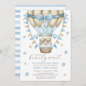 我々はツインボーイ赤ちゃんシャワーを待つことができる 招待状 (正面/裏面)