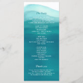 我々はティール(緑がかった色)グラデーション水彩波結婚波 プログラム (裏面)