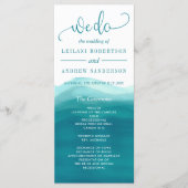 我々はティール（緑がかった色）グラデーション水彩波結婚波 プログラム (正面)