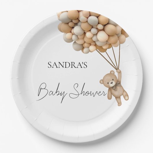 我々はテディベア気球を待つことができる ペーパープレート (正面)