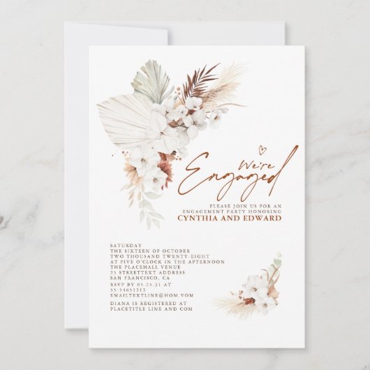 我々はテラコッタ婚約した婚約パーティ写真 招待状 (正面)