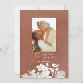 我々はテラコッタ婚約した婚約パーティ写真 招待状 (裏面)