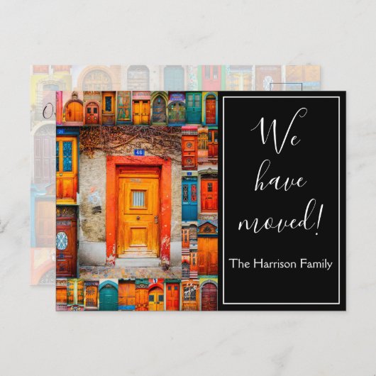 我々はドアを動モダン動する発表を移動した 案内ポストカード (正面/裏面)