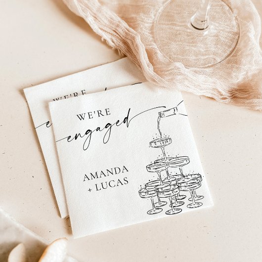 我々はナプキンス婚約した、ミニマルなシャンパンタワー スタンダードカクテルナプキン