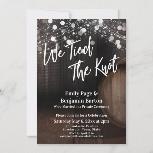 我々はノットワインの樽とライトを結んだ 招待状 (正面)