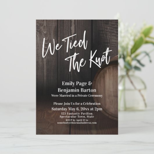 我々はノットワイン樽ウェディングレセプションを結んだ 招待状 (スタンド正面)