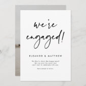 我々はハンド婚約したレタリング婚約 案内状 (正面/裏面)