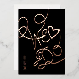 我々はハート手書き金ゴールドの押結婚される 箔招待状