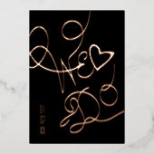 我々はハート手書き金ゴールドの押結婚される 箔招待状 (正面)