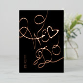 我々はハート手書き金ゴールドの押結婚される 箔招待状 (立ち正面)