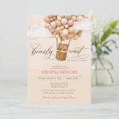 我々はバルーンを待つことができるツインガールベビーシャワー 招待状 (スタンド正面)