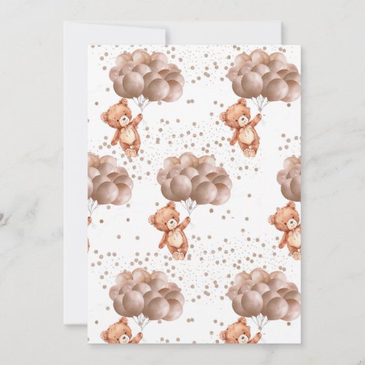 我々はバルーンを待つことができるフローラ男の子のシャワー 招待状 (裏面)