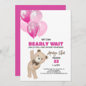 我々はバルーンTeddyクマ赤ちゃんシャワーを待つことができる 招待状 (正面/裏面)
