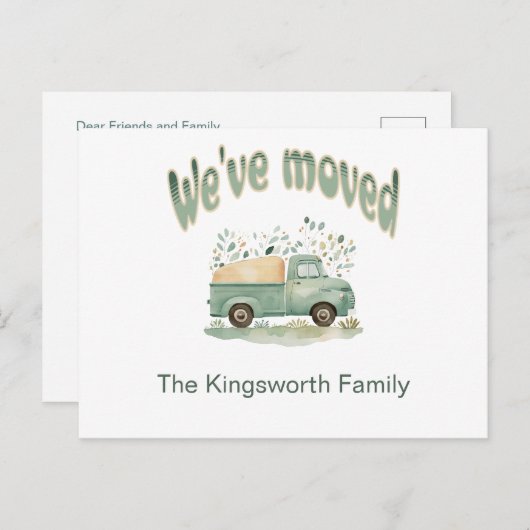 我々はバンを動かすおもしろい発表を移動した ポストカード (正面/裏面)