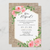 我々はバーラップピンクのフローラの結婚駆け落ち 招待状 (正面/裏面)