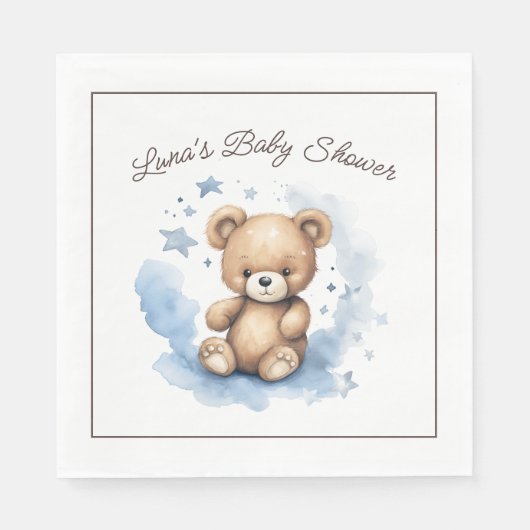 我々はパステルブルーベビーシャワーを待つことができる スタンダードランチョンナプキン (正面)