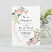 我々はパステル婚約したフローラフレーム婚約パーティ 招待状 (スタンド正面)