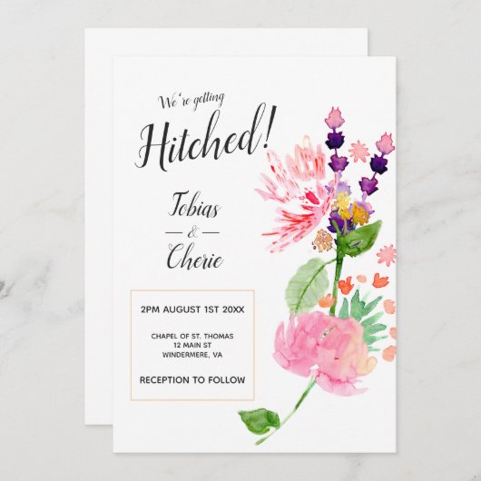 我々はヒッチを受けているフローラ結婚の 招待状 (正面/裏面)