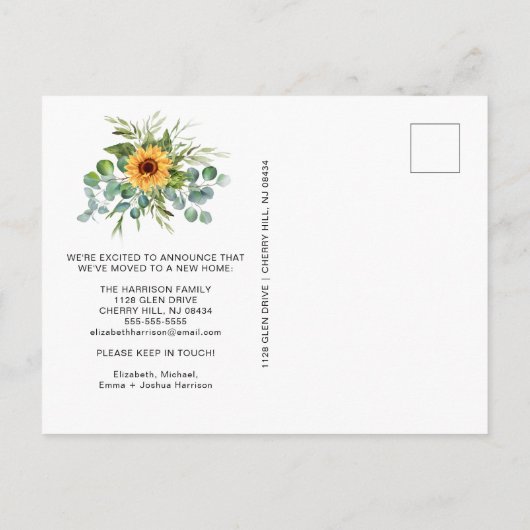 我々はヒマワリのユーカリ移動 案内ポストカード (裏面)